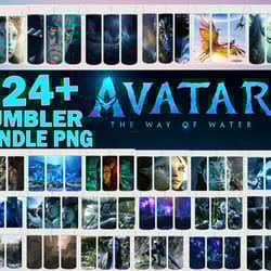24 designs avatar 2 tumbler bundle, the way of water png, straight tumbler wrap png