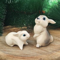 figurine Rabbit, Hare porcelain, statuette, rabbit statue