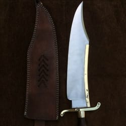 steel bowie knife, true replica bowie knife for hunting, steel sping bowie knife with leather sheath