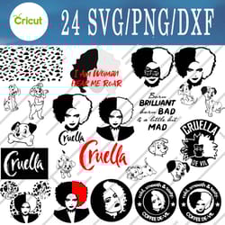 cruella svg, cruella bundle svg, png, dxf, cutting file, svg files for cricut, silhouette