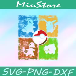 pikachu pokemon squad svg,png,dxf,cricut