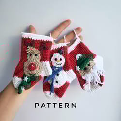 3 in 1 christmas crochet pattern mini christmas stocking in english crochet mini christmas socks xmas sock pattern