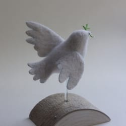 the dove of peace soft woolen felted sculpture minimalistic
