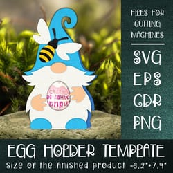 gnome and bee | easter egg holder template svg