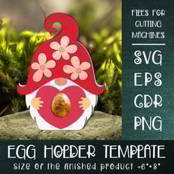 gnome and heart egg holder template svg
