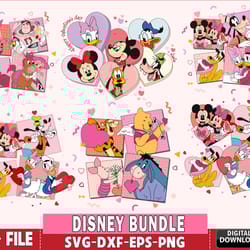 20 file disney valentine's day svg bundle, disney valentine's day svg, for cricut, digital, file cut, instant download