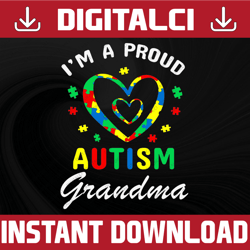 i'm a proud of autism grandma svg, puzzle piece svg, autism support, 2nd april svg, autism awareness svg, be kind svg