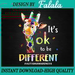 autism awareness cute giraffe animal png, it's ok to be different png, autism awareness, easter png, digital download