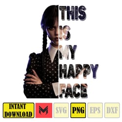 this is my happy face ,wednesday addams png, jenna ortega png, dance like wednesday png, addams family png