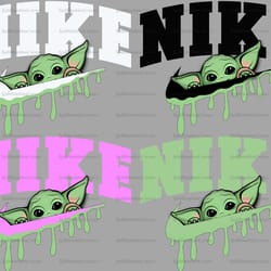 4x baby yoda design bundle x nike png, logo brand png, grogu baby yoda, nike png, instant download, sublimation