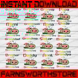 bundle 16 files cocomelon of birthday boy svg, coco melon svg, cocomelon bundle svg, cocomelon birthday svg, watermelon