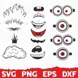 minion face bundle svg, minions svgbundle minions eyes svg, minions digital file, cricut font, bundle svg