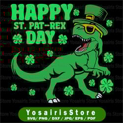 happy st pat rex dinosaur svg, saint patrick's day svg, lucky shamrock svg, cricut, svg files, file for cricut