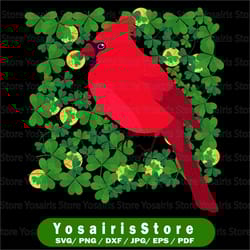 happy st patrick's day cardinal bird svg, shamrocks lover svg, happy saint patricks day svg, cricut, cut file, dxf, png