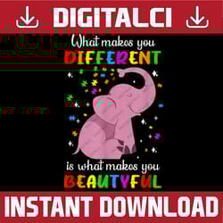 autism elephant what makes you different makes you beautiful png sublimation design