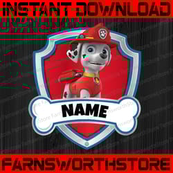 marshall paw patrol custom birthday png, personalized paw patrol birthday png