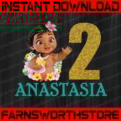 personalized name and ages, moana birthday girl png digital file birthday girl moana family