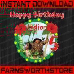 personalized name and ages, happy birthday png moana birthday girl digital file birthday girl moana family