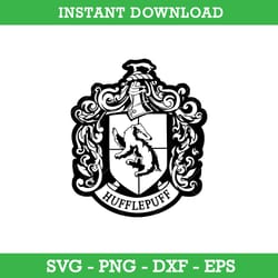 hufflepuff crest emblem outline svg, harry potter house crest svg, school of magic house crest svg, instant download