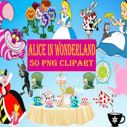 50 file alice in wonderland bundle png, alice in wonderland png, disney alice bundle png, disney png digital download