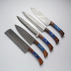 carbon steel chef knives, of 5 pieces, custom handmade, handmade chef knives set ,personalized gift for mother .