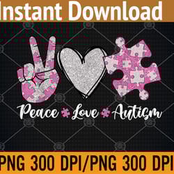 peace love autism autism awareness month puzzle heart love png digital download