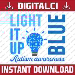 light it up blue autism awareness autistic png sublimation design