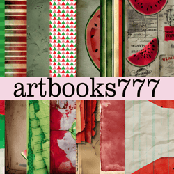 vintage watermelon, steampunk - digital paper, scrapbooking, fast download -1