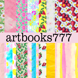 strawberry summer - digital paper, scrapbooking, fast download -1