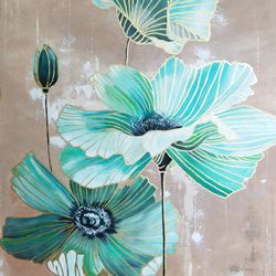 acrylic painting on canvas, interior painting flowers, original painting handmade art painting interior decoration