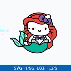 hello kitty ariel svg, hello kitty disney princess svg, disney princess svg, png dxf eps digital file