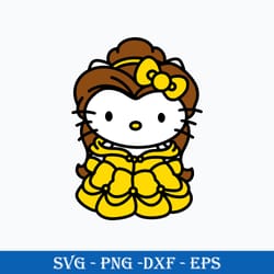 hello kitty belle svg, hello kitty svg, belle svg, disney princess svg, png dxf eps digital file