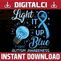 light it up blue autism awareness ribbon puzzle piece png sublimation design