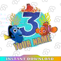 personalised finding nemo marlin dory disney png - happy birthday personalized nemo sublimation png file
