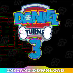 personalized name paw patrol custom logo with name and age svg png, paw patrol birthday party, party supplies