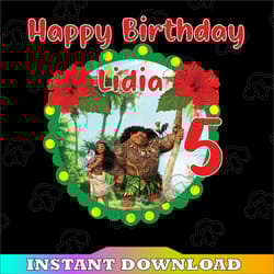 personalized name and ages, happy birthday png moana birthday girl digital file birthday girl moana family