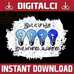 light it up blue autism awareness present autism teacher png sublimation design
