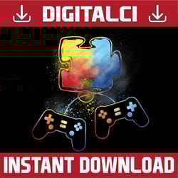autism awareness video gamer puzzle piece blue png sublimation design