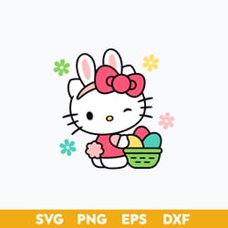 hello kitty easter svg, easter bunny svg, hello kitty svg, easter eggs svg, png dxf eps file