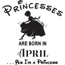 princesses are born in april yes im a princess, birthday svg, birthday girl, birthday princess, april birthday svg, prin
