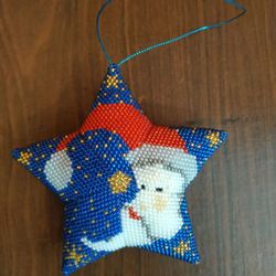 3d beaded star on a christmas tree with santa claus beaded decorations for the christmas tree festive home decor