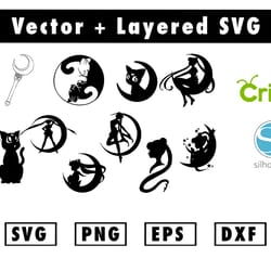 anime sailor moon svg, png files for cricut machine , anime svg , manga svg