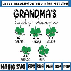 personalized names grandma st. patrick's day svg, grandma's lucky charms png, st. patrick's day, digital download