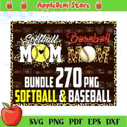 baseball softball mom png bundle