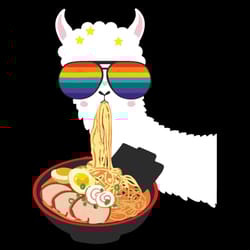 llama ramen japanese svg, trending svg, cute llama svg, llama with glasses svg, rainbow glasses