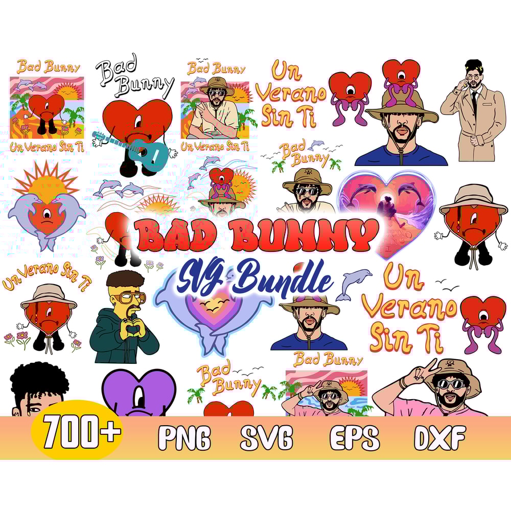 Bad Bunny Bundle Clipart Svg, Un Verano Sin Ti, Bad Bunny Vacation,Bad Bunny Heart Sad.jpg