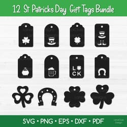 12 st patricks day gift tags svg bundle