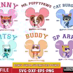 disney junior superkitties pounce, full team, superkitties svg , for cricut, vector file, digital, instant download