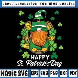 happy st. patrick's day gnome shamrock saint patrick irish png, st patricks day, digital download