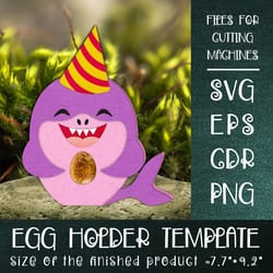 baby shark in party hat | egg holder template